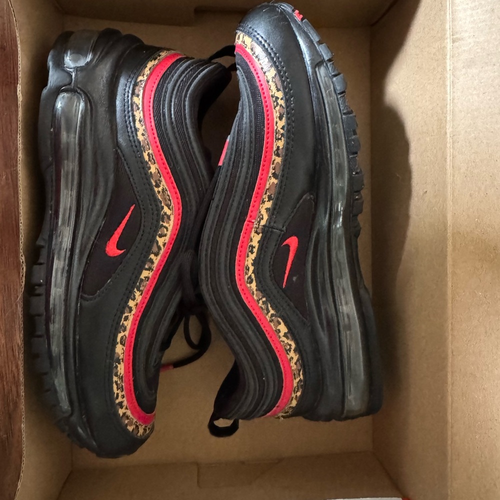 Nike Air Max 97 Black and Red with Leopard Print - Picture 5 of 10
